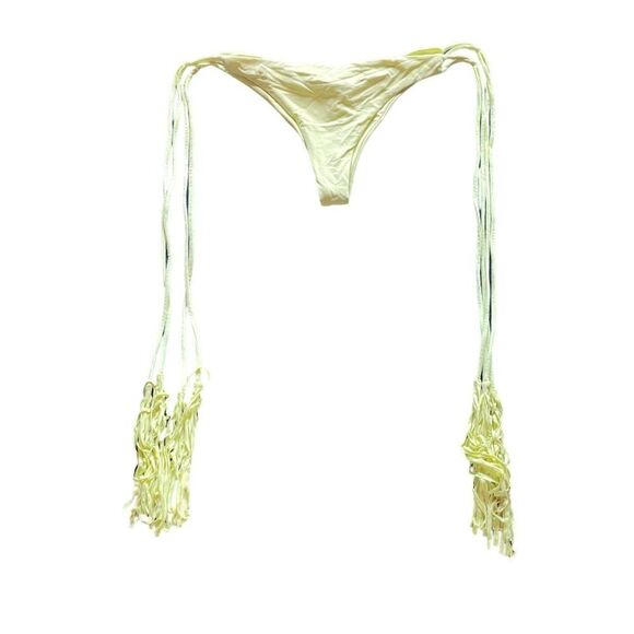 Long Side Tie Bikini Bottoms - Light Yellow - Picture 1 of 11